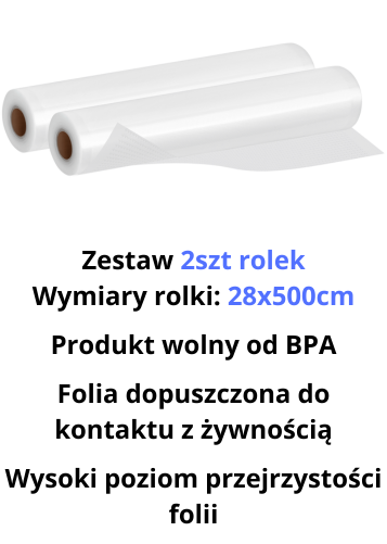 Folia do zgrzewarek próżniowych 28x500cm 2szt Teesa - opis folii